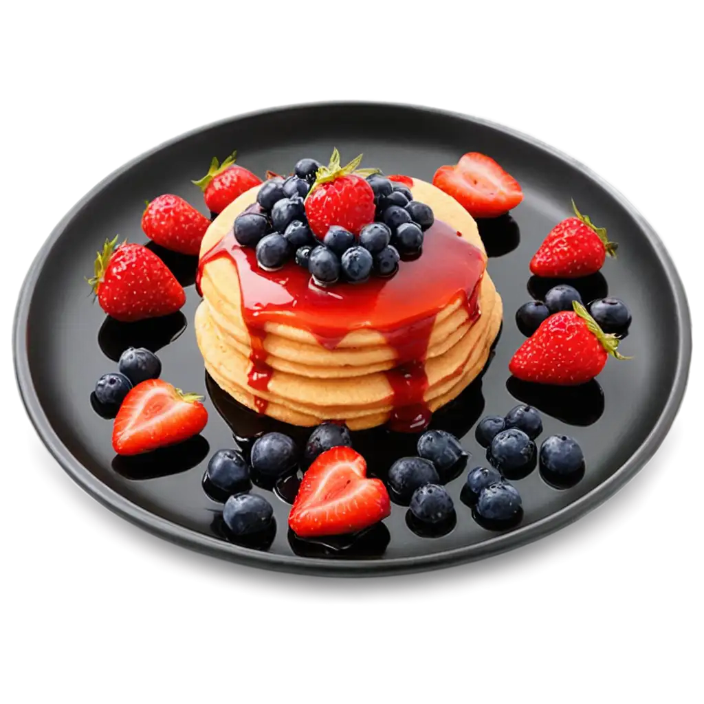 Delicious-Pancake-PNG-with-Dripping-Syrup-and-Fresh-Berries-for-Stunning-Visuals