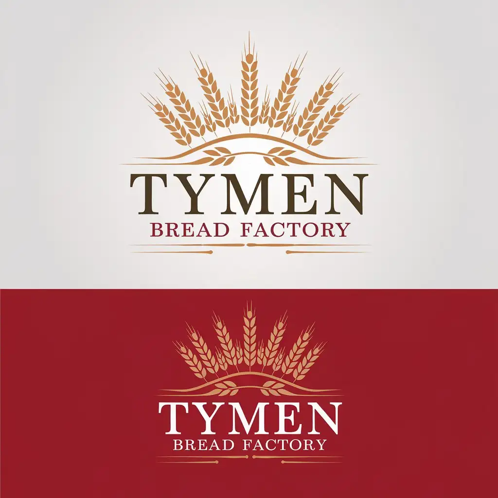 LOGO Design for Tymen Bread Factory Minimalistic Crown and Wheat Theme in Red Gold White