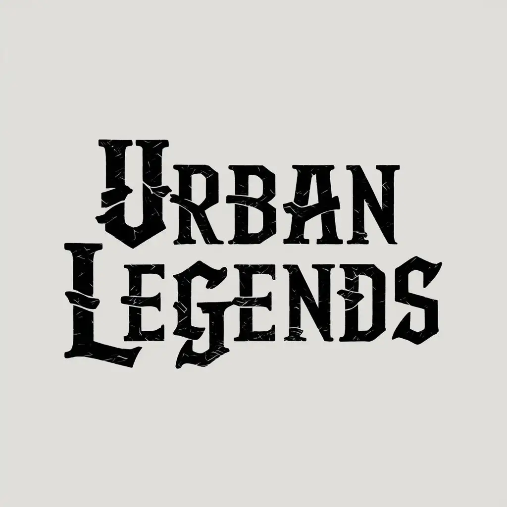 a vector logo design,with the text "Urban legends", main symbol:The name “Urban Legends” in a gothic or antique font, perhaps with elements of broken letters or fog.,Moderate,clear background