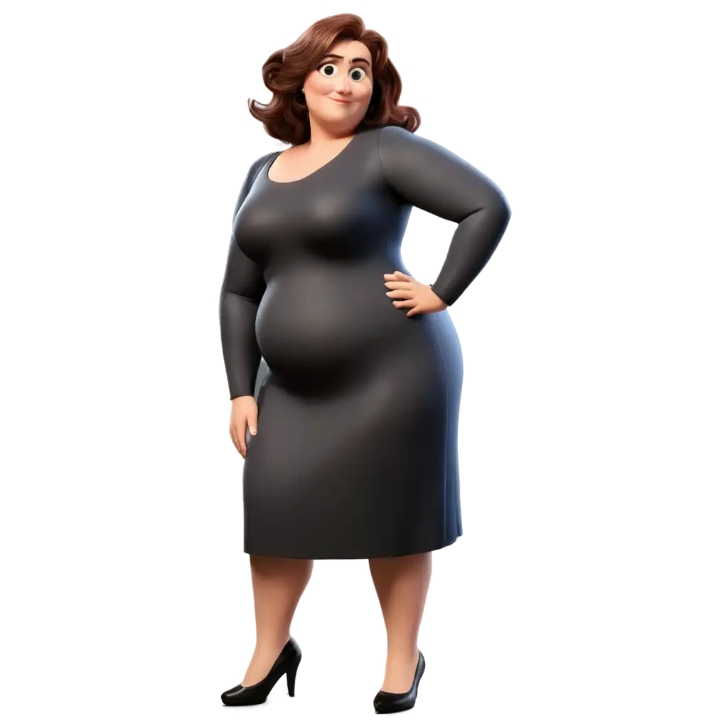 Middle-Aged-Overweight-Woman-in-Pixar-Style-PNG-Image-Create-Memorable-Character-Illustrations