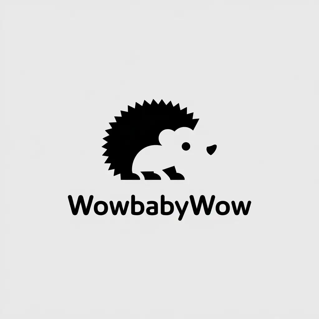 a vector logo design,with the text "WowBabyWow", main symbol:hedgehog cub/young hedgehog,Minimalistic,be used in Retail industry,clear background