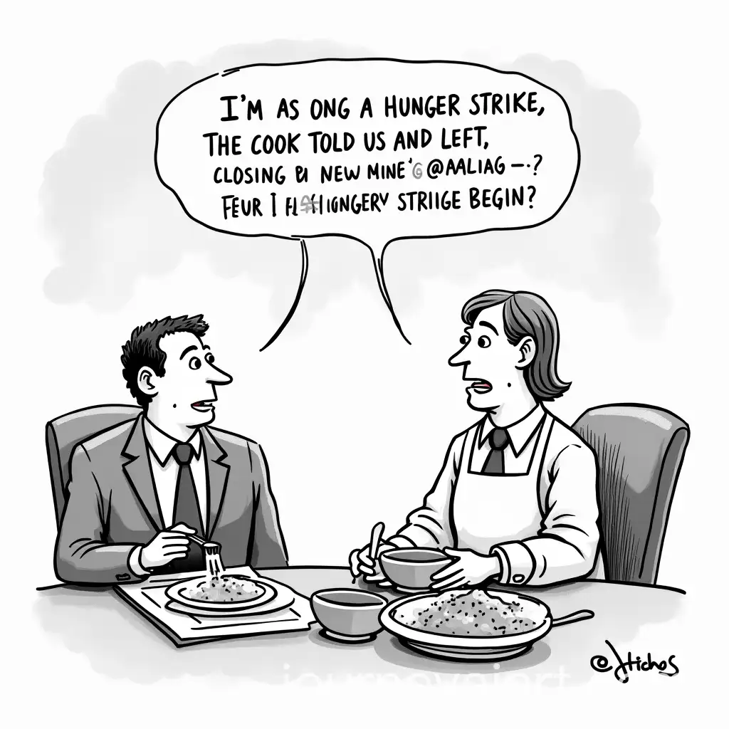 Cartoon-Depiction-of-a-Cook-Going-on-Hunger-Strike-and-Closing-the-Kitchen