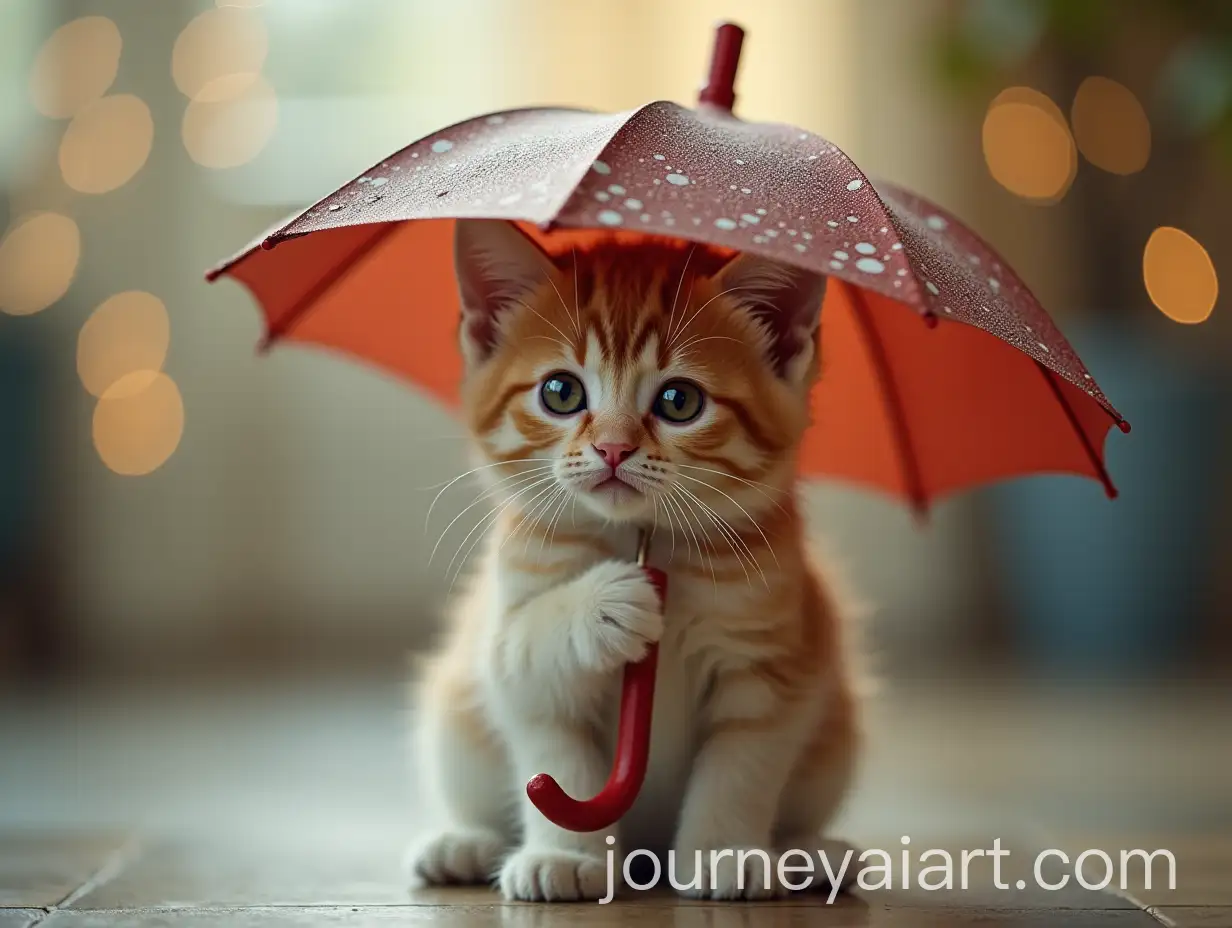 Kitten-Holding-an-Umbrella-in-a-Playful-Scene