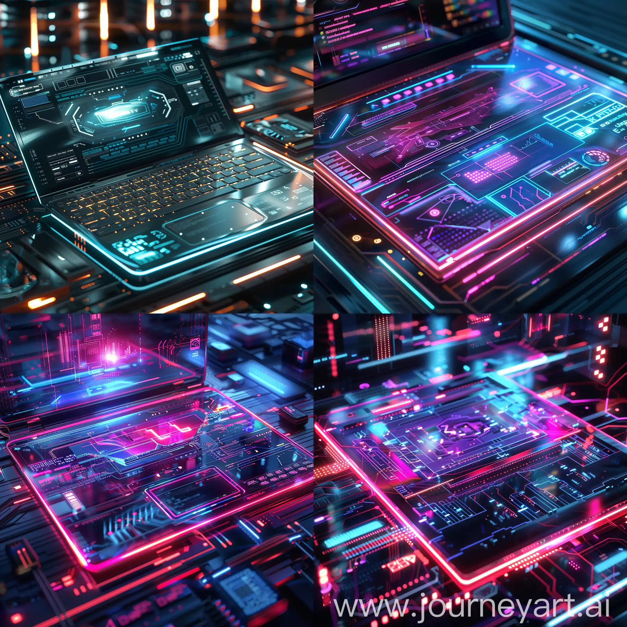 Futuristic-Laptop-Integrated-with-Holographic-Displays-and-Neon-Glow