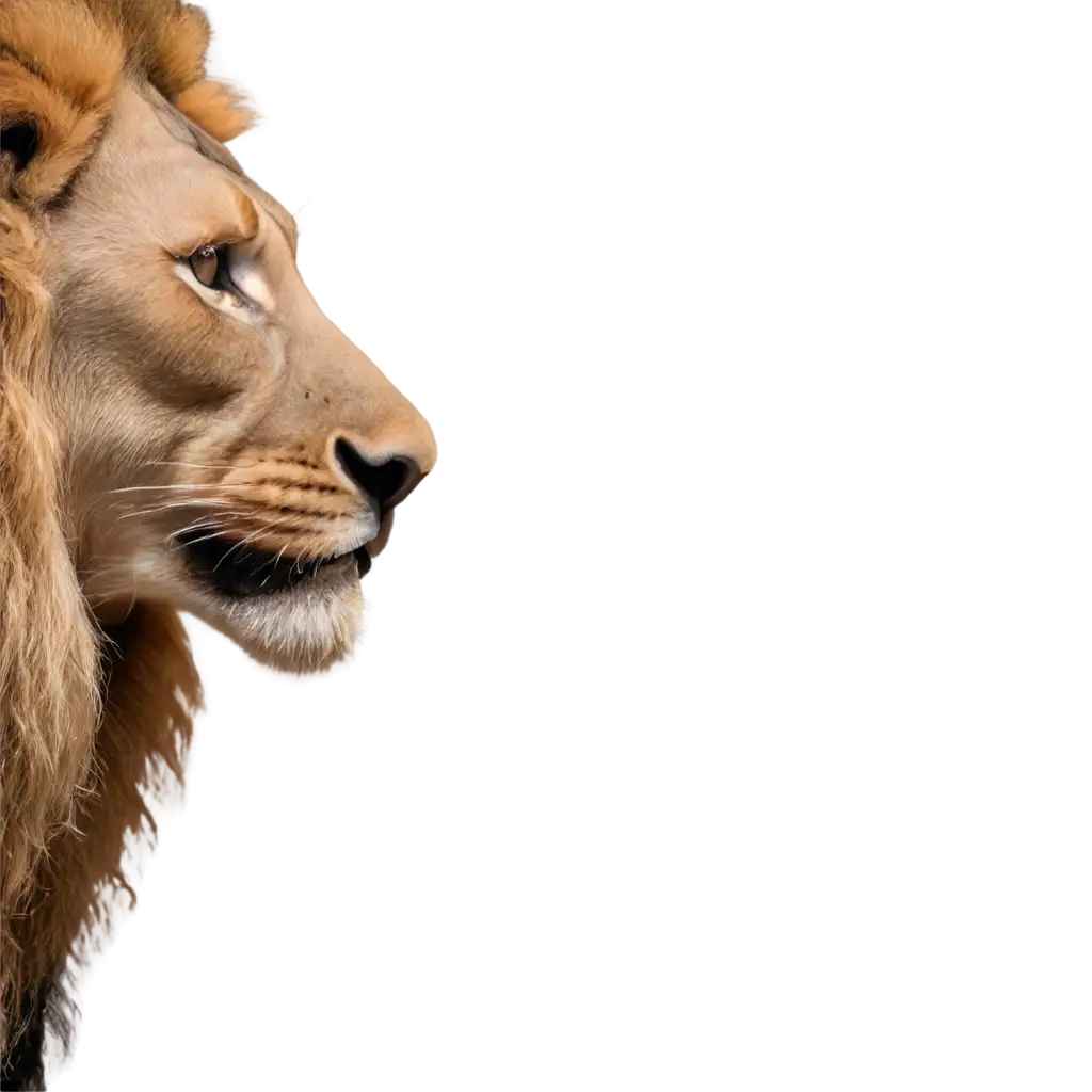 image of a lion's face with a scar over its left eye, on a black background