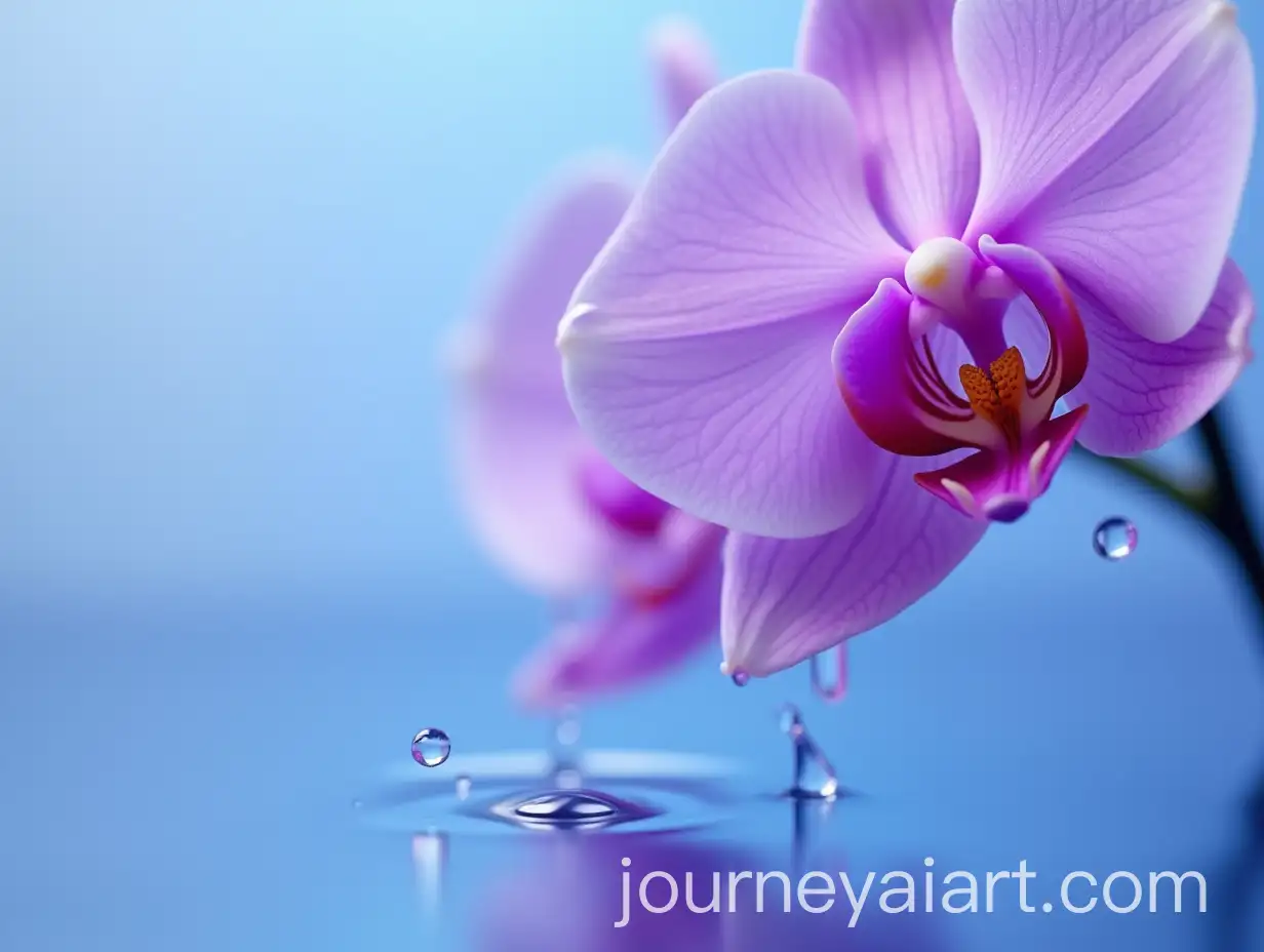 CloseUp-of-Purple-Orchid-with-Water-Droplets-Above-Rippling-Water-Surface