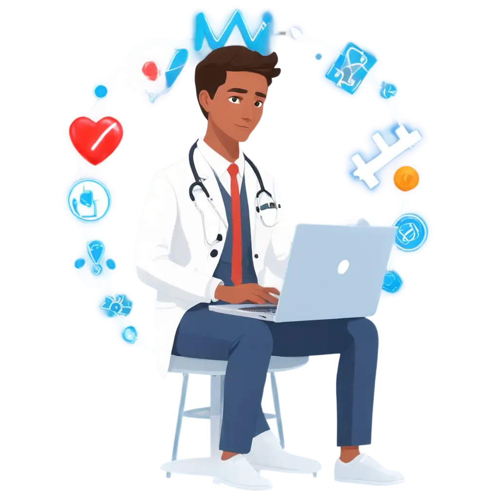 ProfessionalPNG-Image-SEO-Scenarios-Male-Medical-Professional-Using-Laptop-PNG-for-Modern-Medical-Technology-Visuals