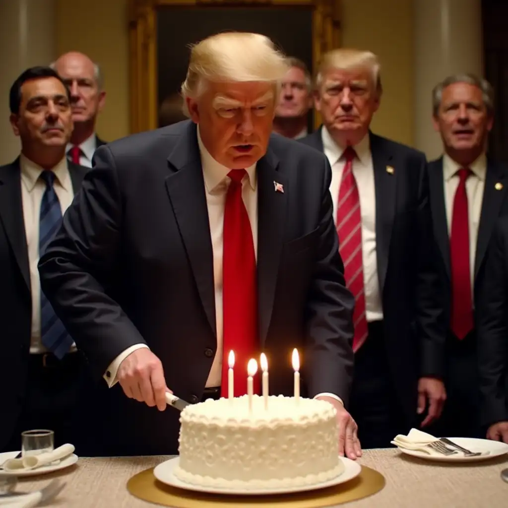 Donald trump cuts cake