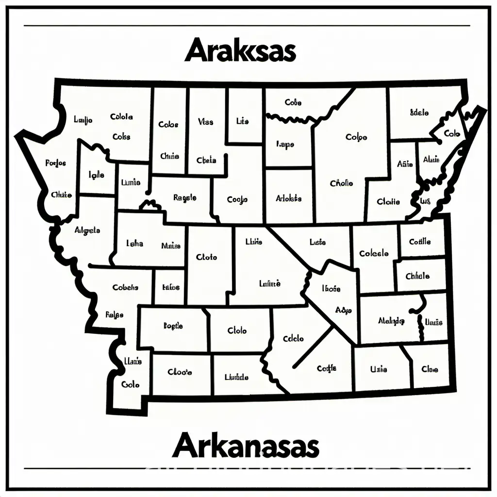 Arkansas-Map-Coloring-Page-Black-and-White-Line-Art-for-Simplicity-and-Easy-Coloring