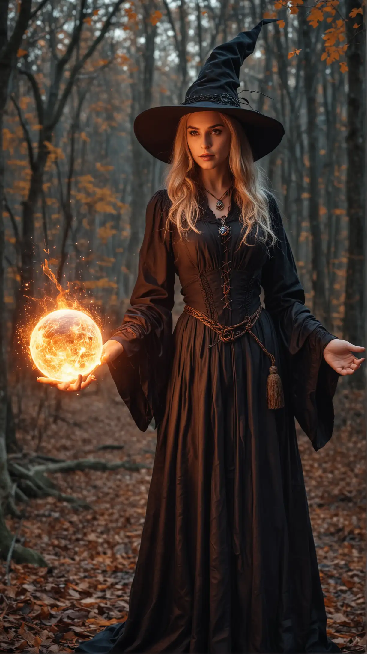 Sorcerer Witch Conjuring Fireball Spell