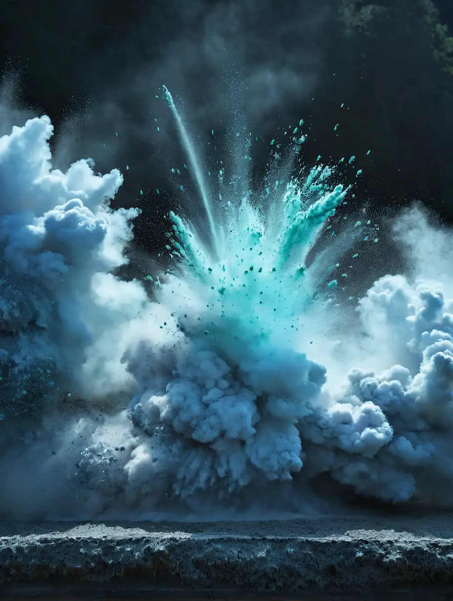 Dynamic Powder Explosion in a Colorful Landscape