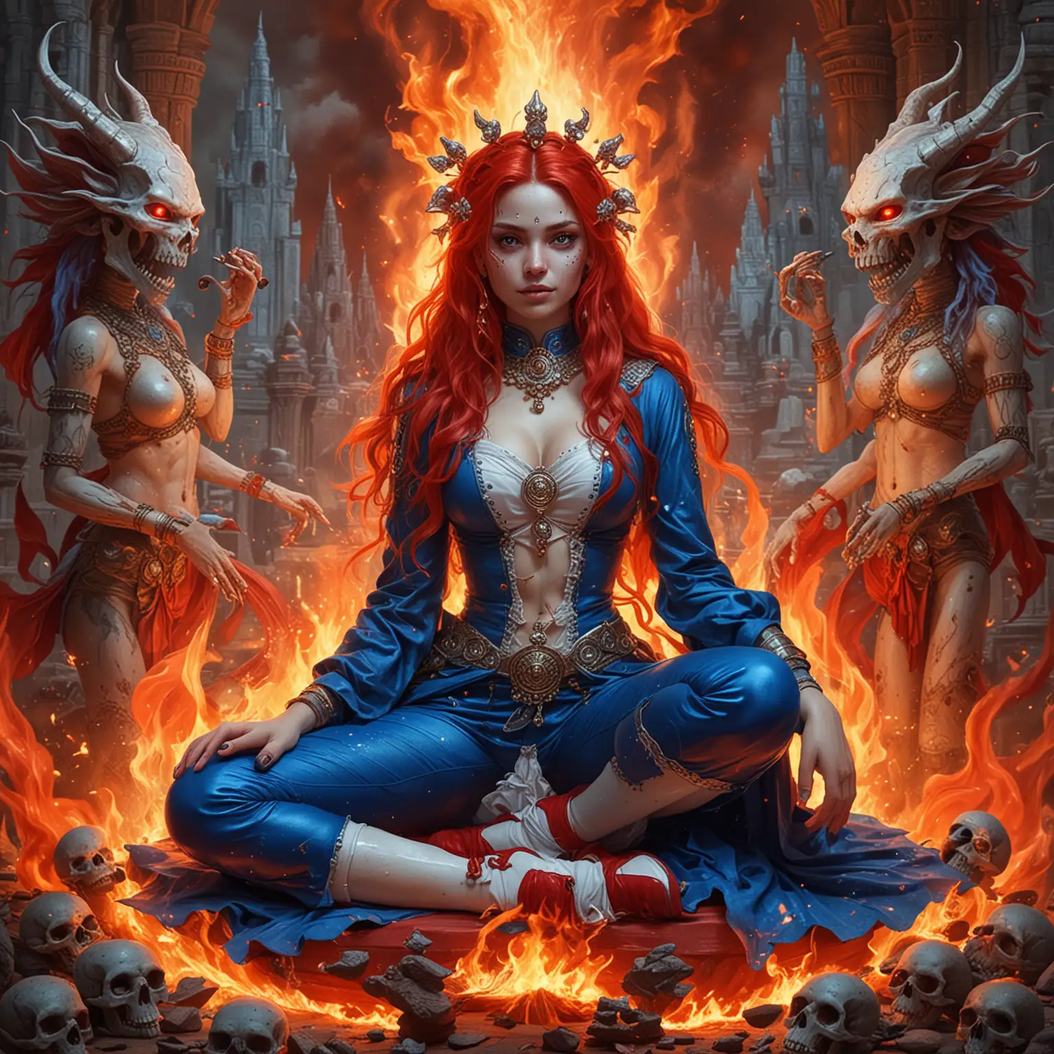 Goddess Empresses Enigmatic Sorceresses Surrounded by Fire and Dragons