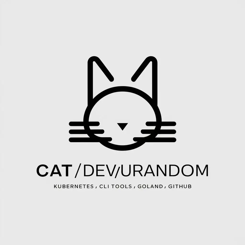 a logo design,with the text "cat /dev/urandom", main symbol:Linux application, open source application, interesting links to tools, kubernetes, cli-tools, goland, github,complex,be used in Technology industry,clear background