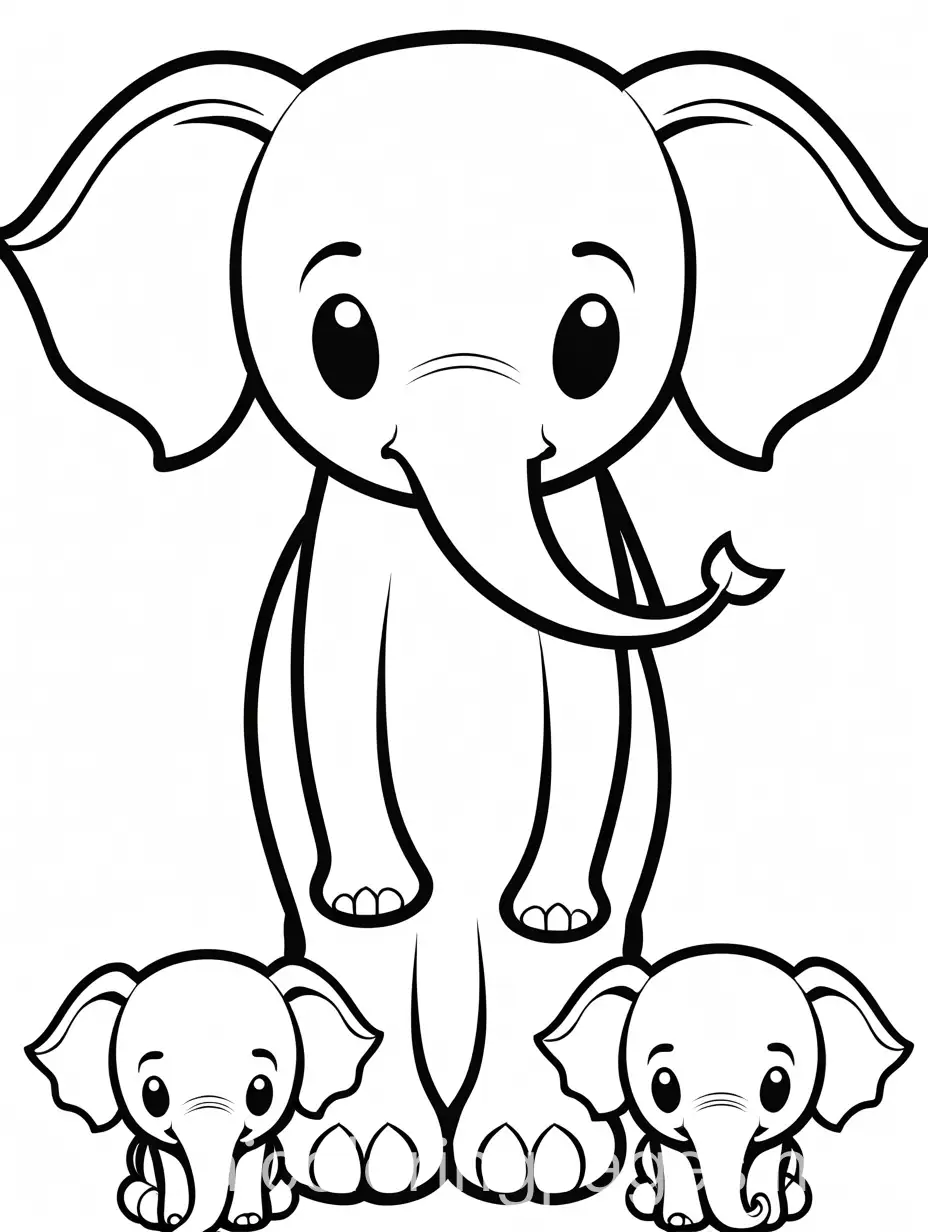 Elephant-Coloring-Page-with-Three-Baby-Elephants