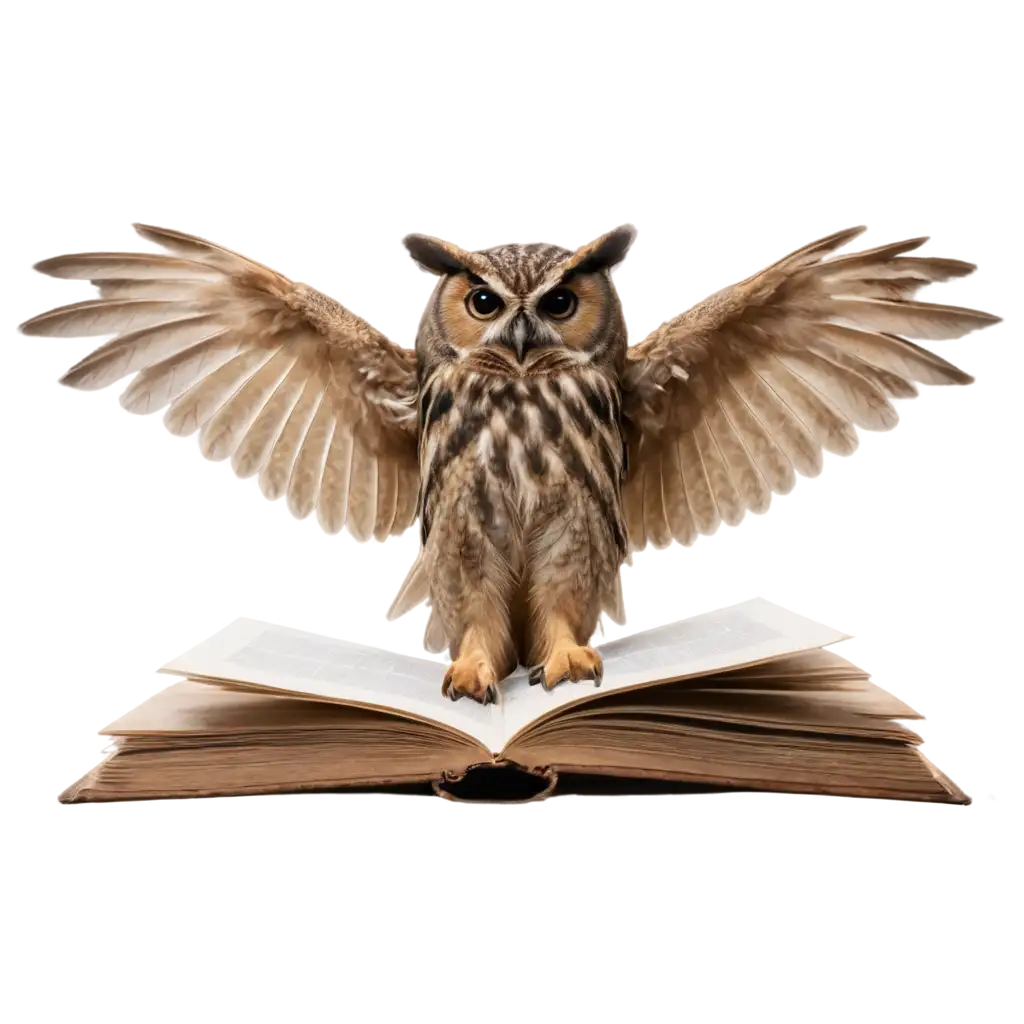 Majestic-Owl-with-Spread-Wings-Sitting-on-an-Open-Book-PNG-Image-for-Stunning-Visuals