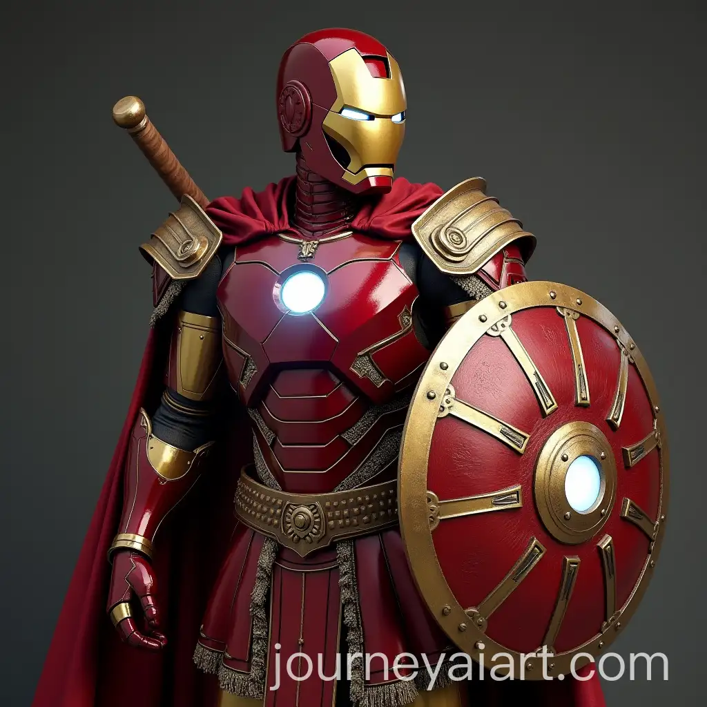Iron-Man-in-Roman-Style-with-Helmet-Sword-and-Shield