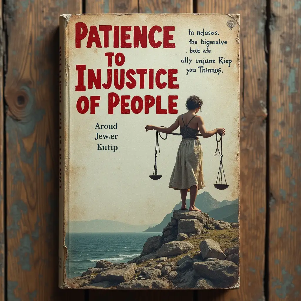 Create a book cover named 'PATIENCE TO INJUSTICE OF PEOPLE'