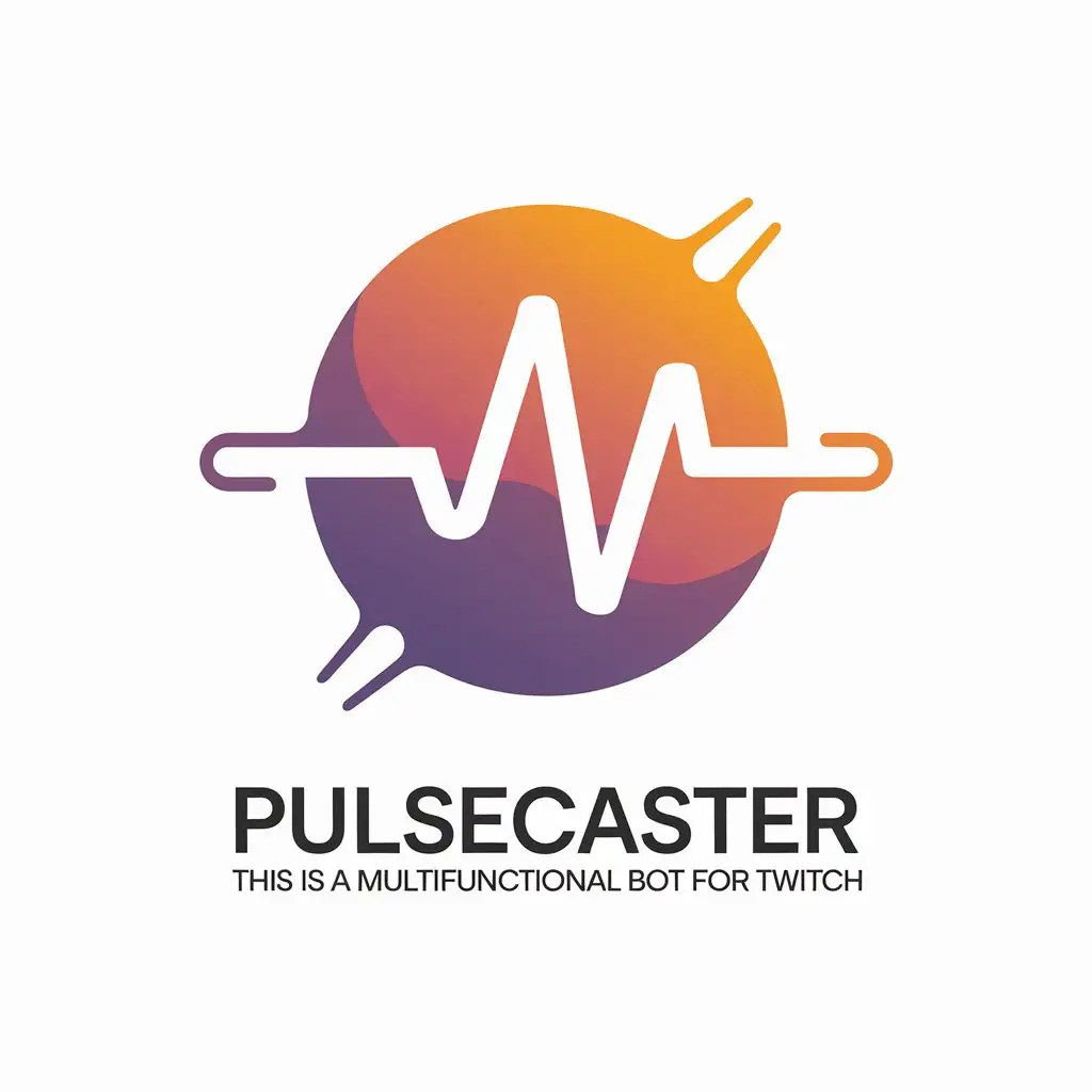 a vector logo design,with the text "PulseCaster, this is a multifunctional bot for twitch", main symbol:Pulse,Moderate,clear background