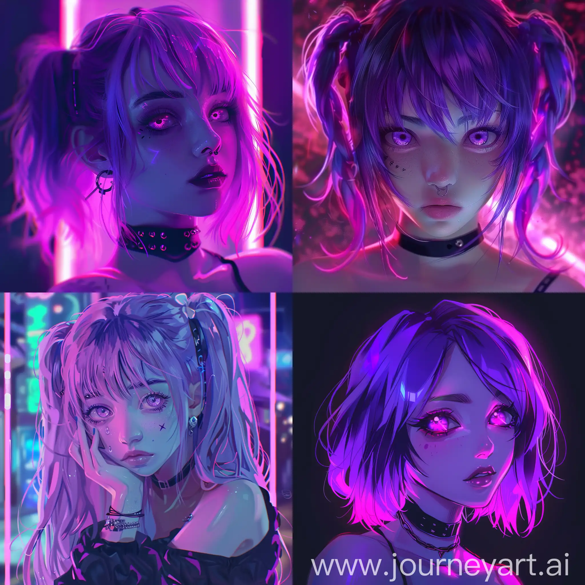 Cute-Anime-Girl-with-Purple-Hair-and-Eyes-in-Neon-Background