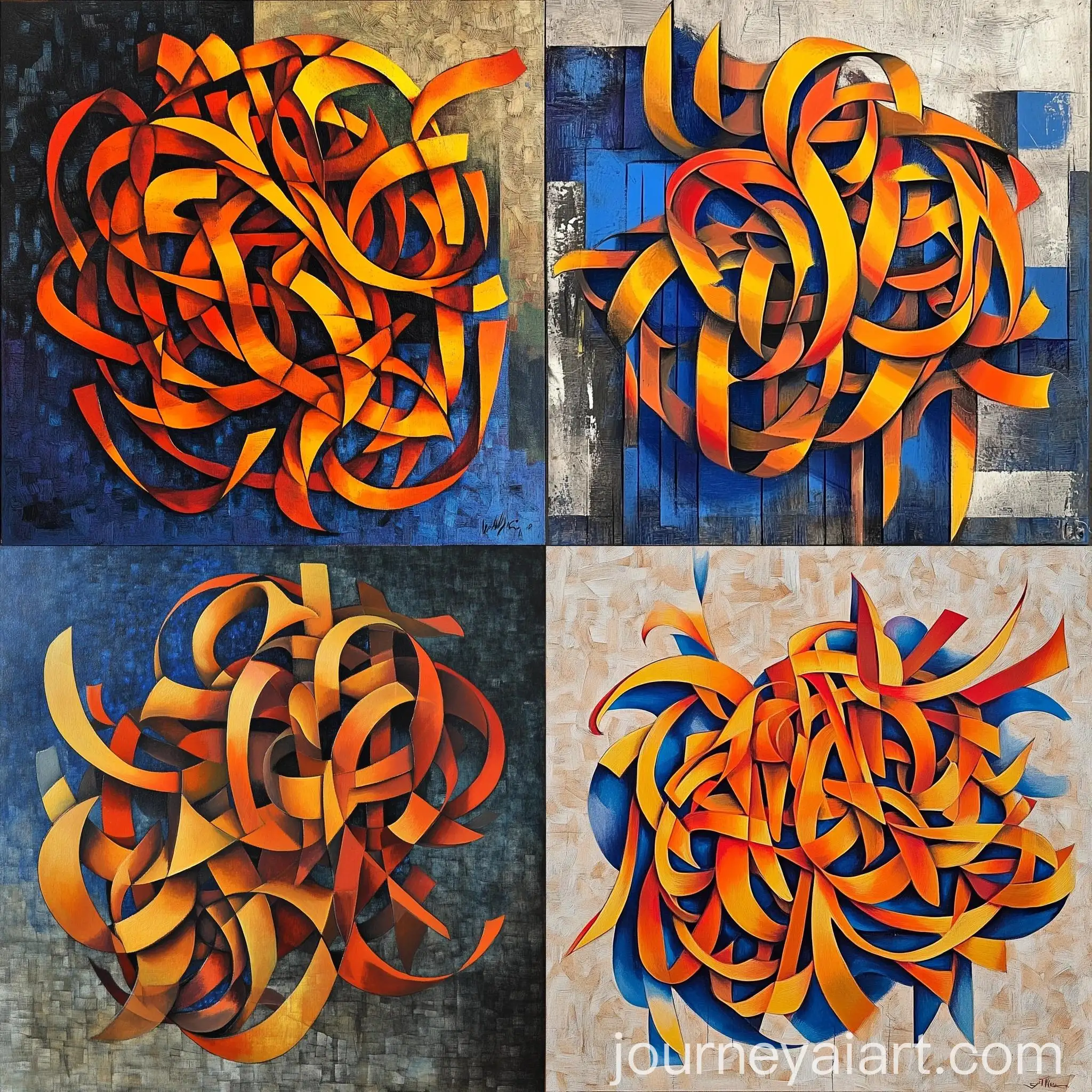 Abstract-Persian-Calligraphy-Painting-Inspired-by-Picasso-Cubism
