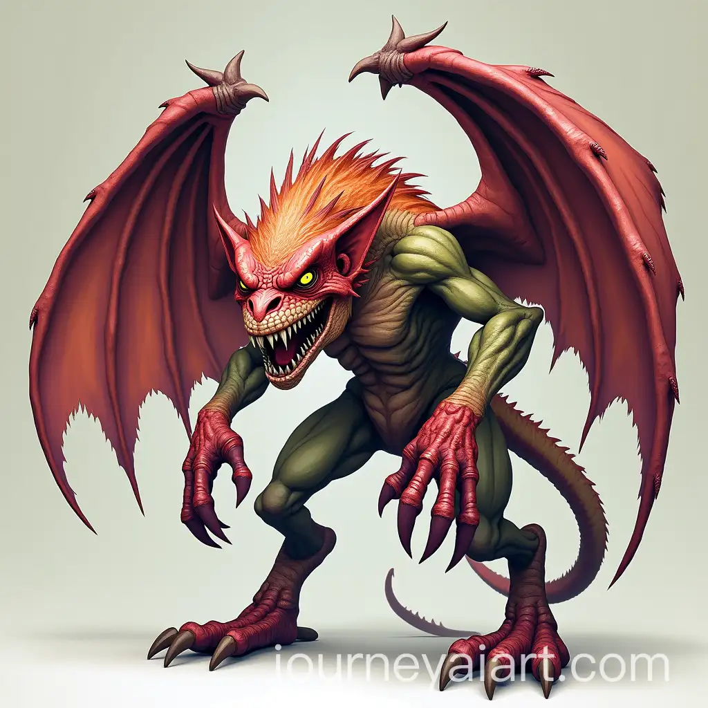 Monstrous-Winged-Creature-with-Fangs-and-Glowing-Eyes