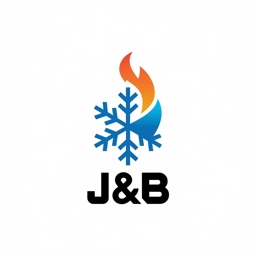 LOGO Design for JB Snowflake and Flame Symbol with Blue and Orange Colors for Construction Industry