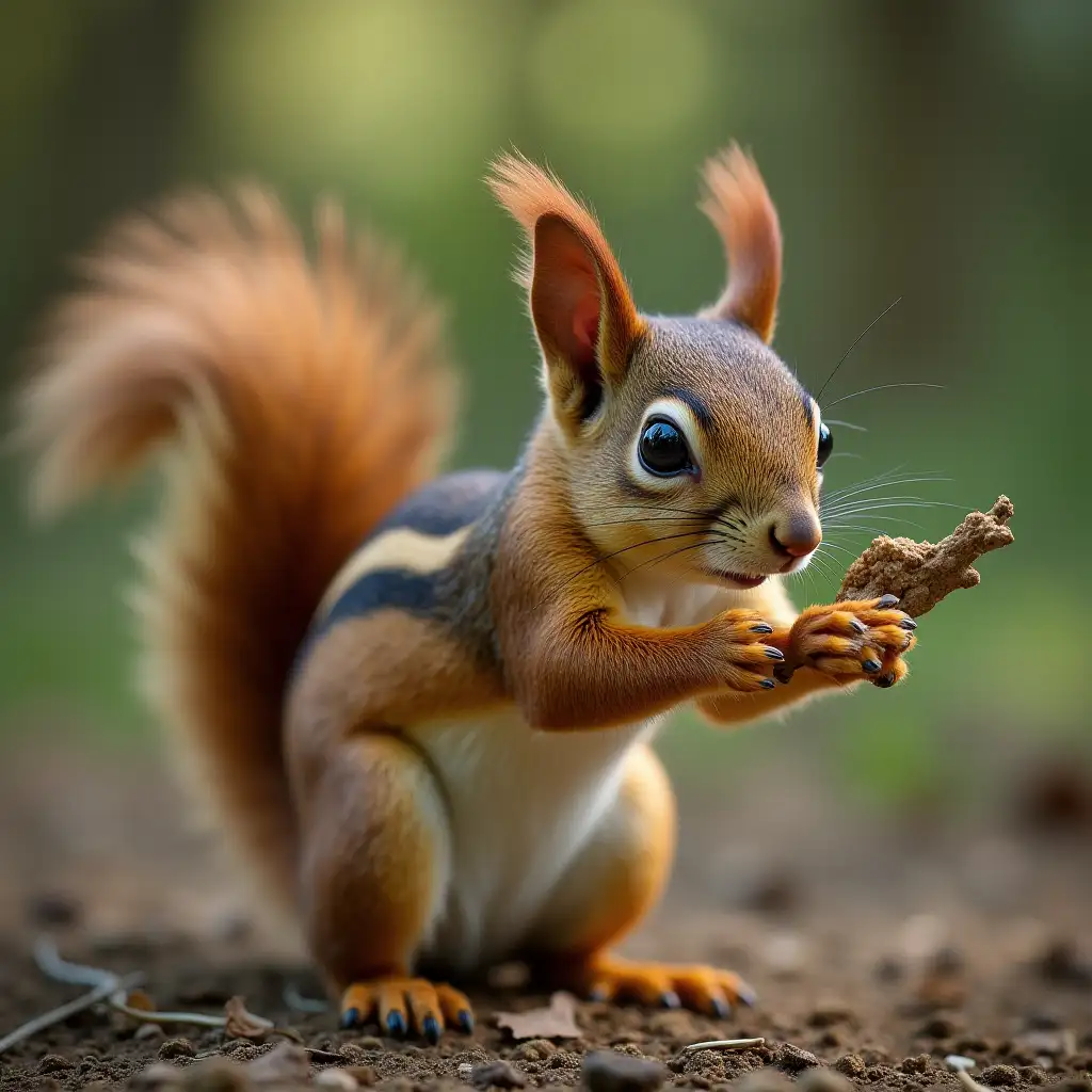 Squirrel-Playing-Dart-in-a-Forest-Setting