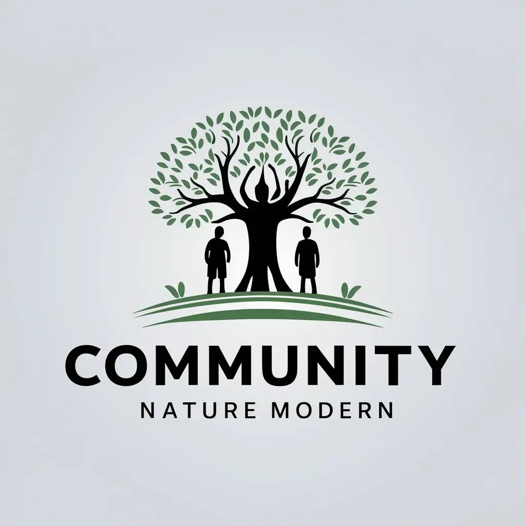 LOGO-Design-For-Community-Nature-Modern-Banyan-Tree-with-Young-People-Vector-Design