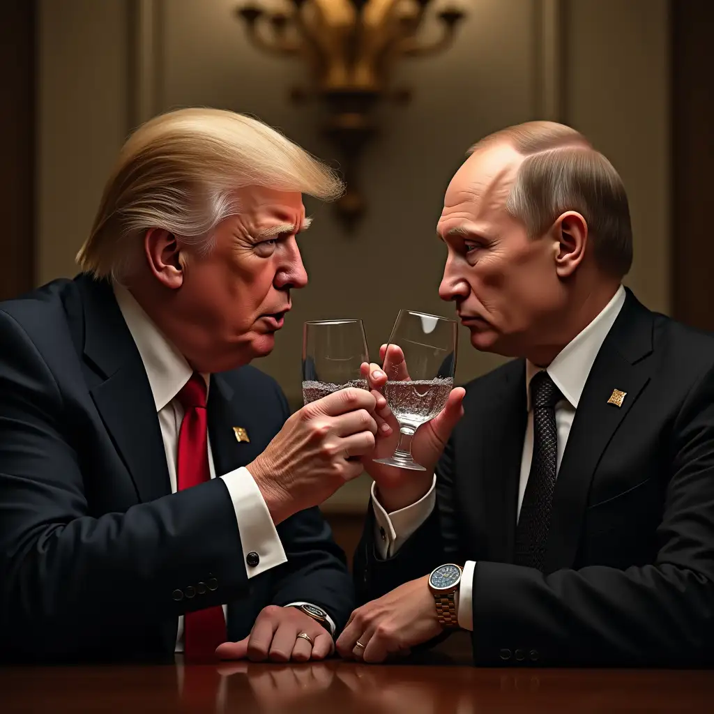 Donald-Trump-and-Vladimir-Putin-Toasting-with-Vodka