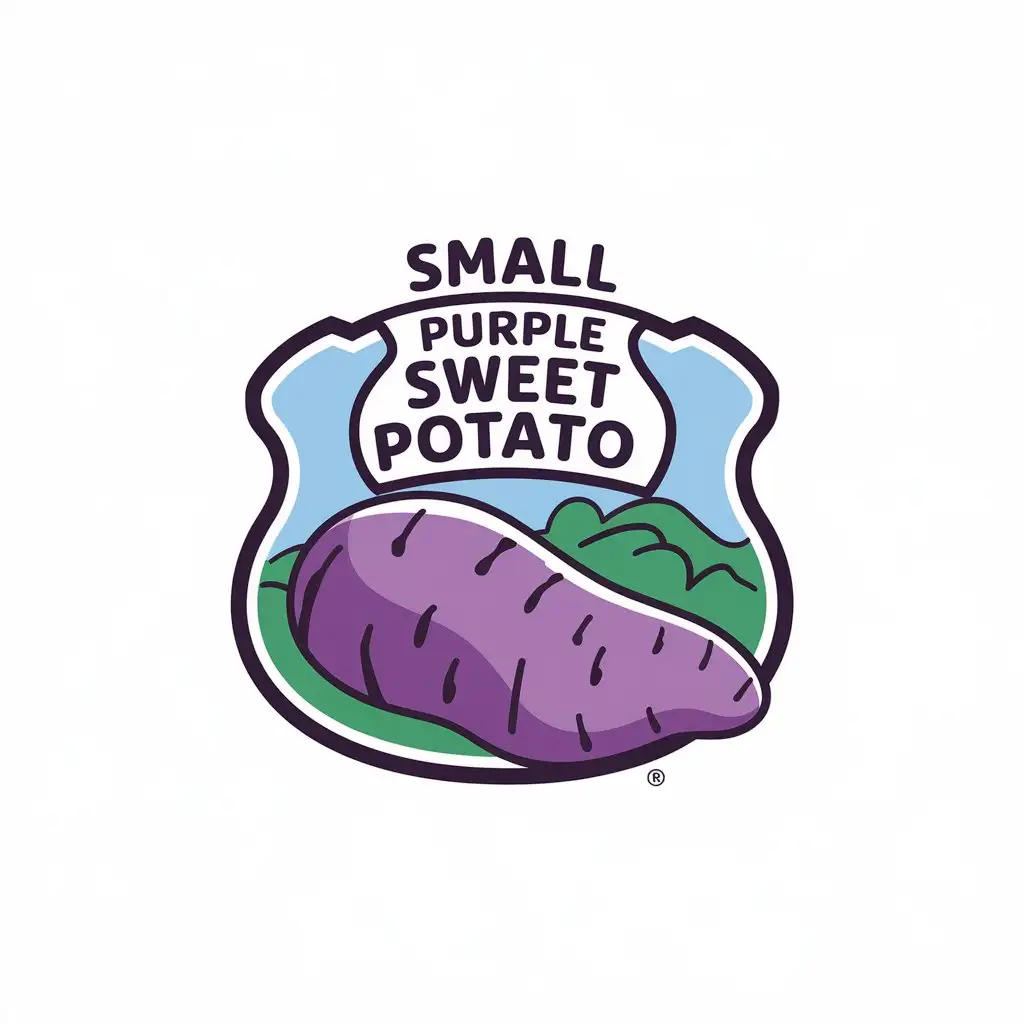 a vector logo design,with the text "small purple sweet potato", main symbol:Purple sweet potato,Moderate,clear background