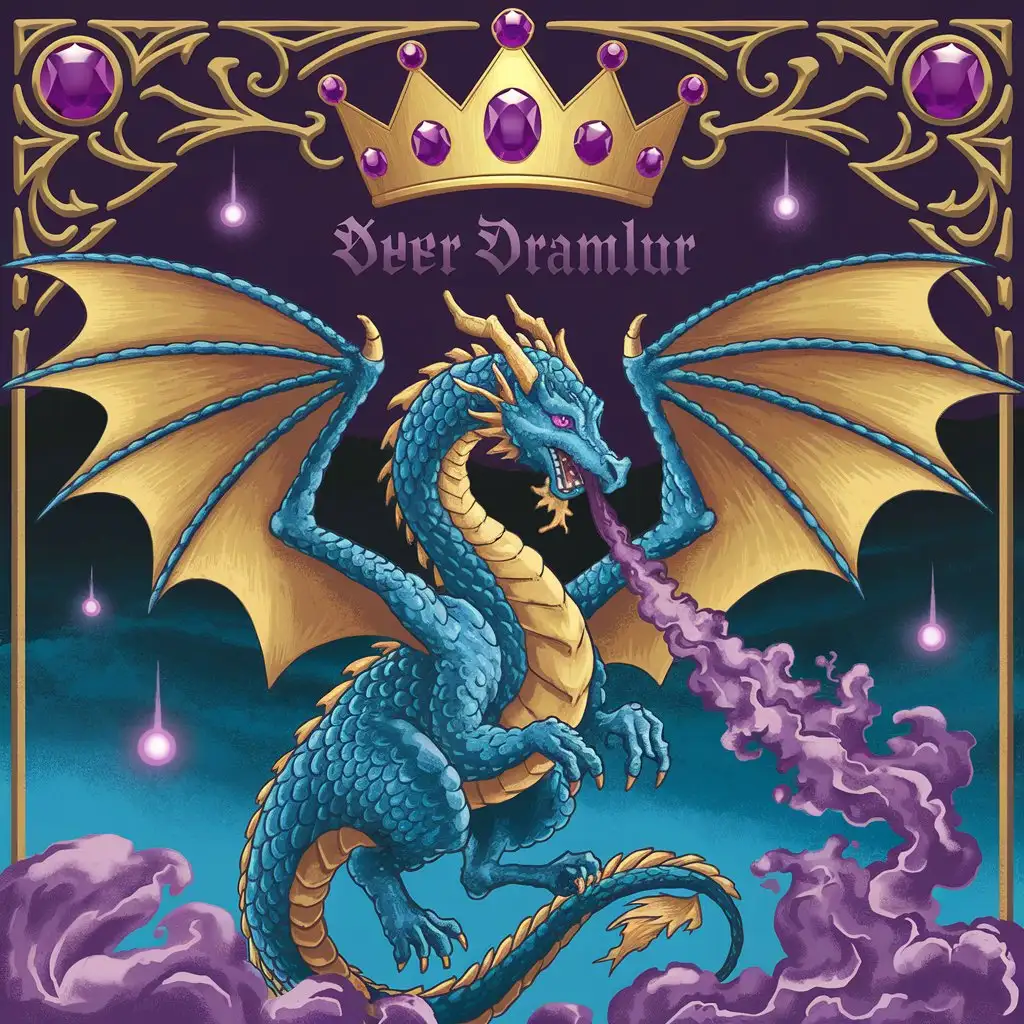 Tarot Card Style Spell Book Cover Featuring a Majestic Blue Dragon