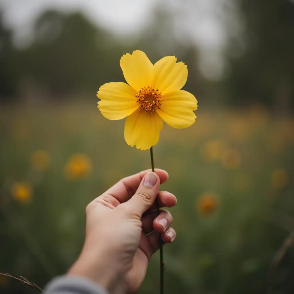 flower on boy hand