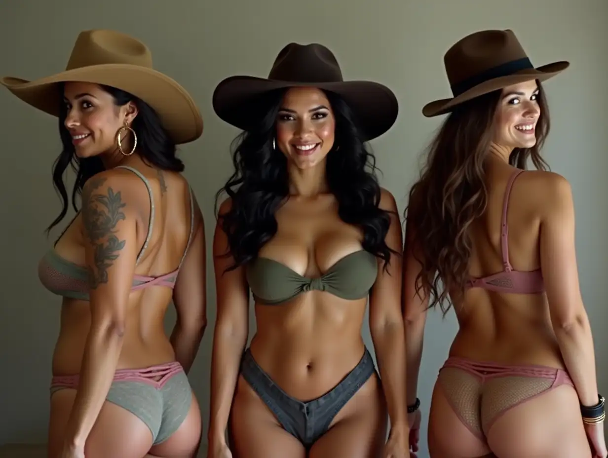 Three-Women-in-Stylish-Hats-and-Lingerie