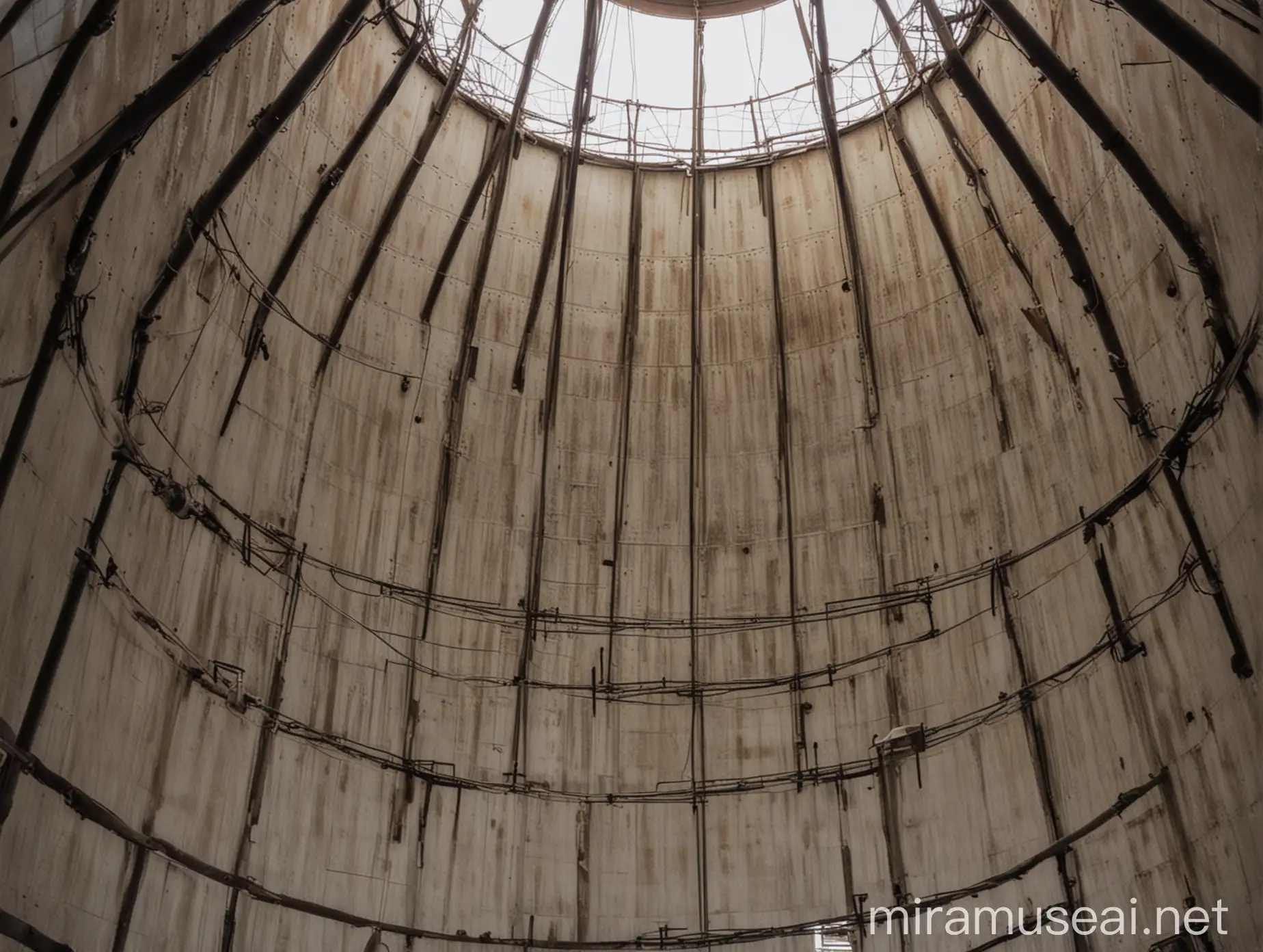 Interior of Water Tower Under Maintenance Scene