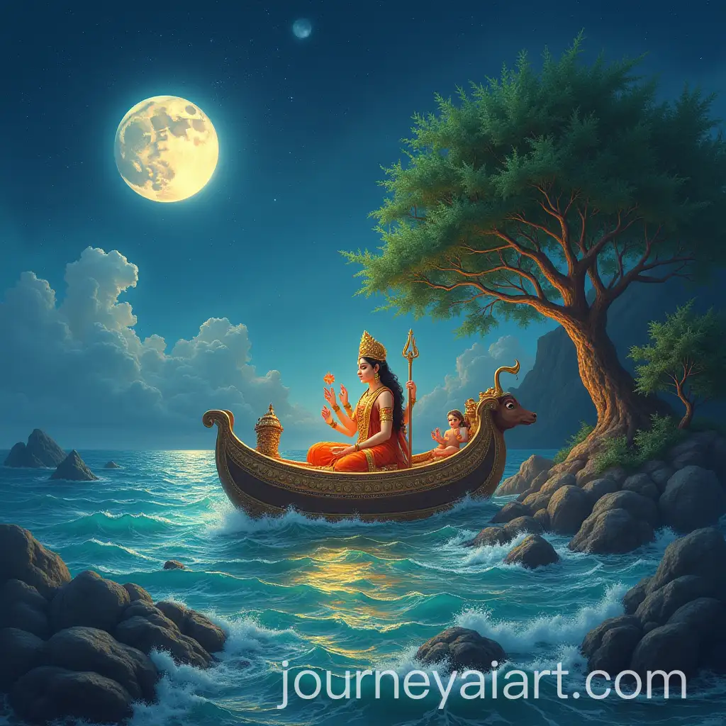 Magical-Treasures-Emerging-from-the-Ocean-Moon-Kamadhenu-Kalpavriksha-and-Goddess-Lakshmi