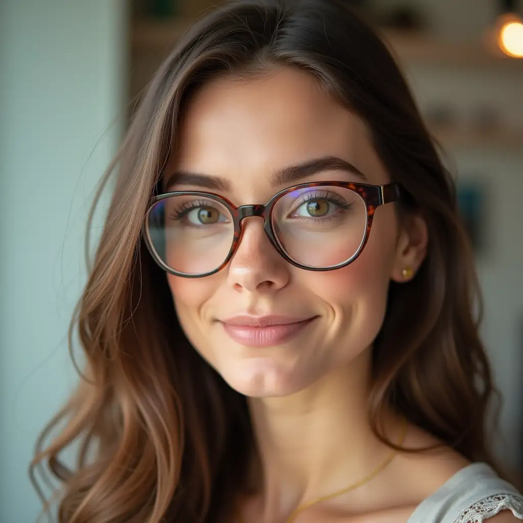 create an image of women which shows signs of need glasses