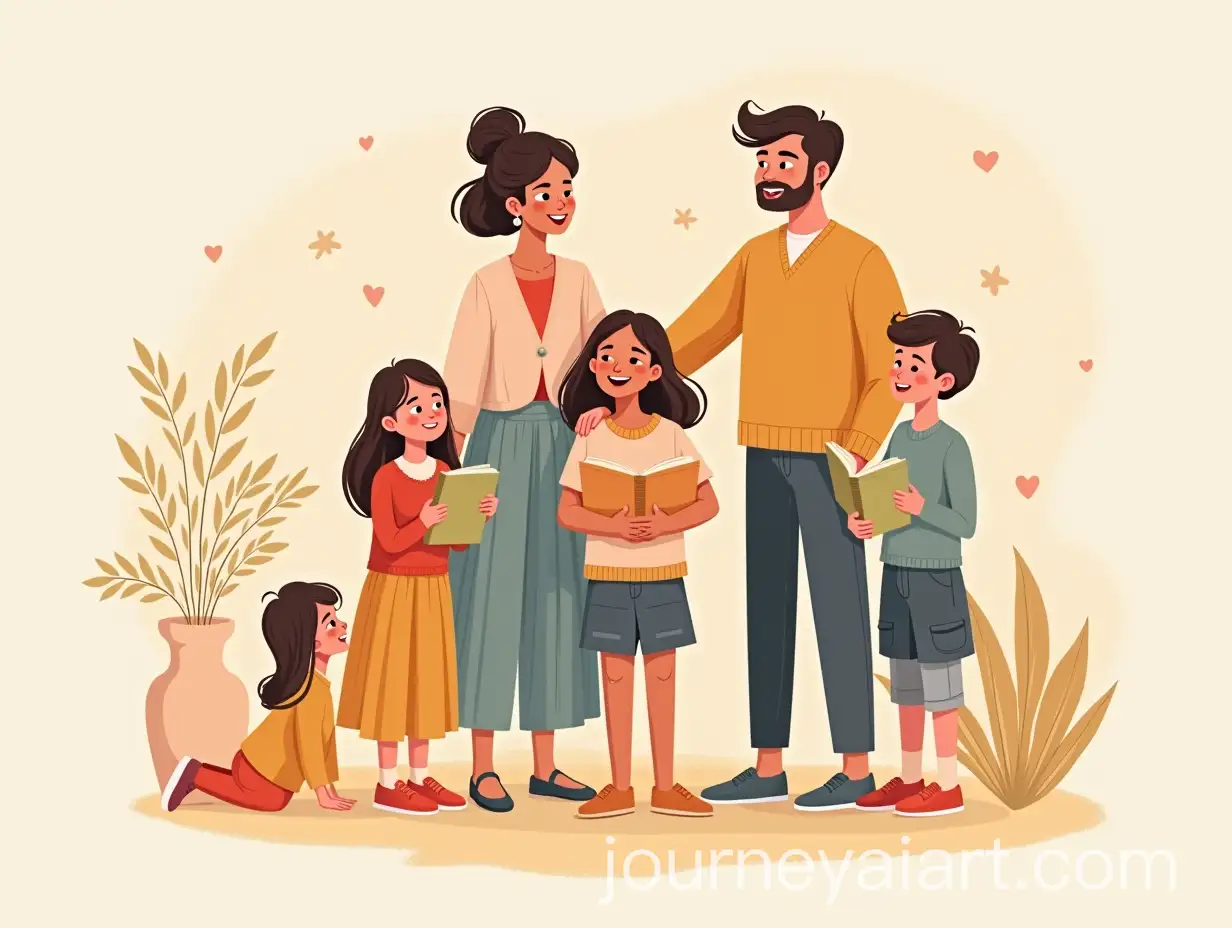Young-Woman-Holding-Childrens-Book-Surrounded-by-Family-in-Supportive-Uplifting-Scene