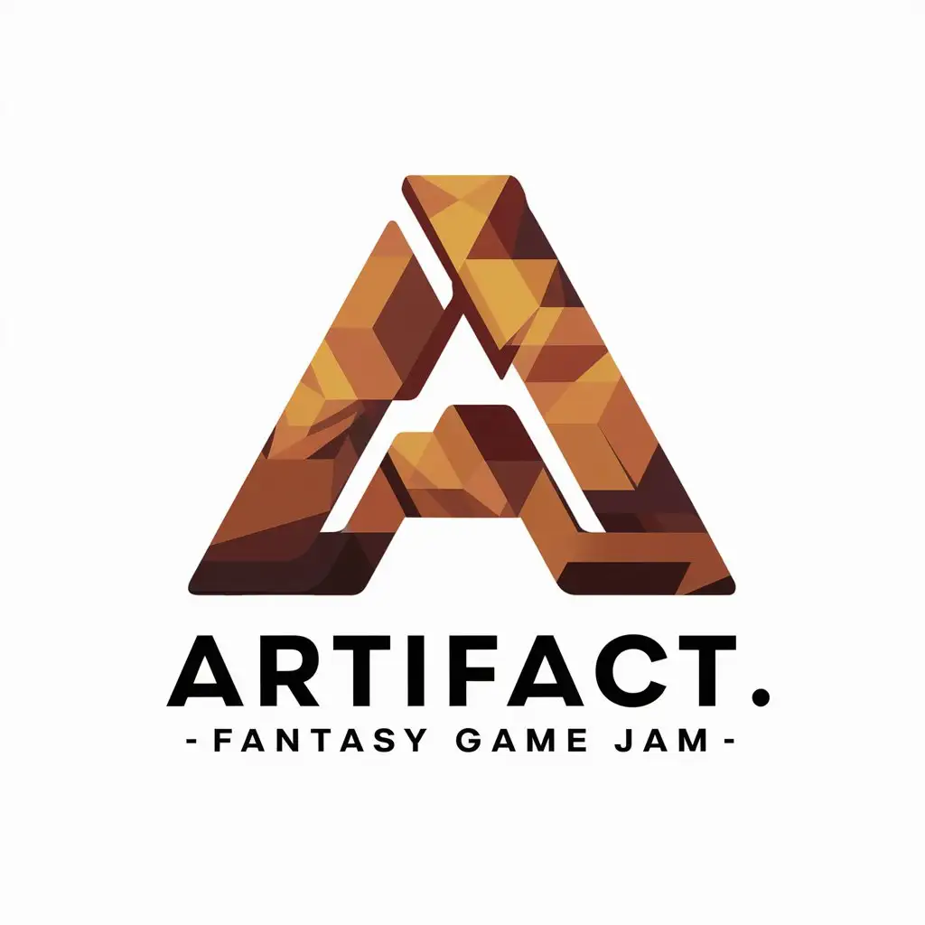 a vector logo design,with the text "Artifact: Fantasy Game Jam", main symbol:A,complex,be used in Internet industry,clear background