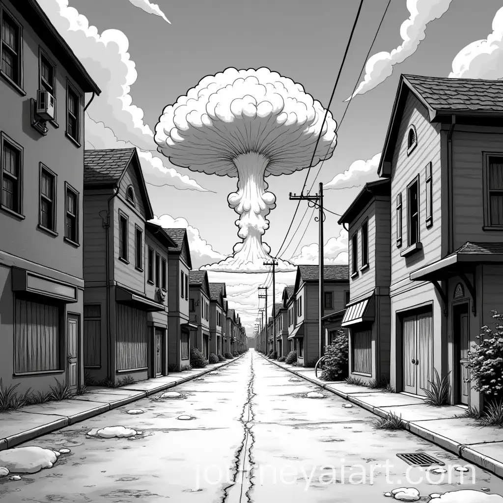 Empty-Street-in-SmallAI-Image-Prompt-Expansion-City-Before-Atomic-Explosion-Black-and-White-Comics-Style
