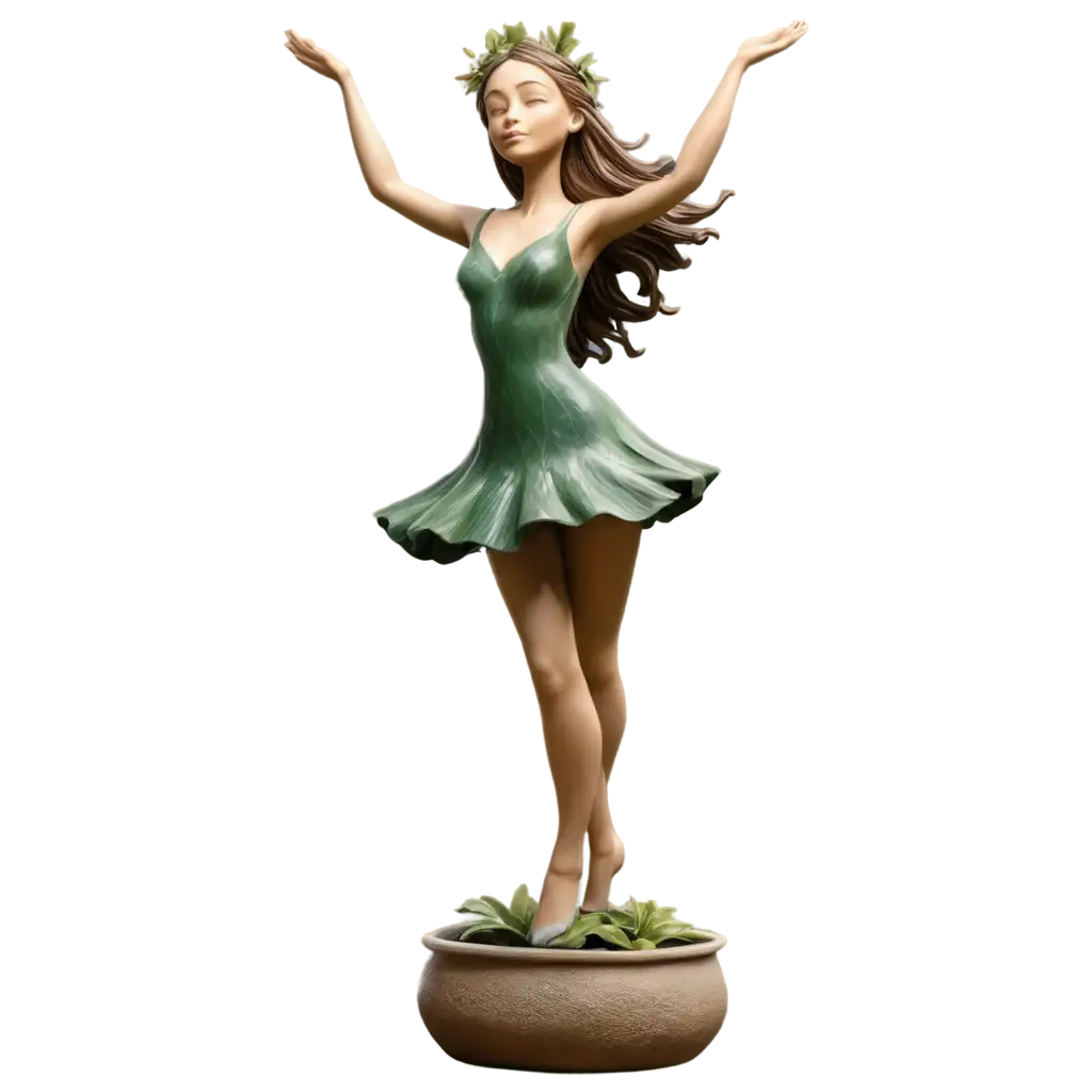 Captivating-3D-Rendered-PNG-Illustration-of-Whimsical-Dancer-Sculpture-in-Enchanted-Forest