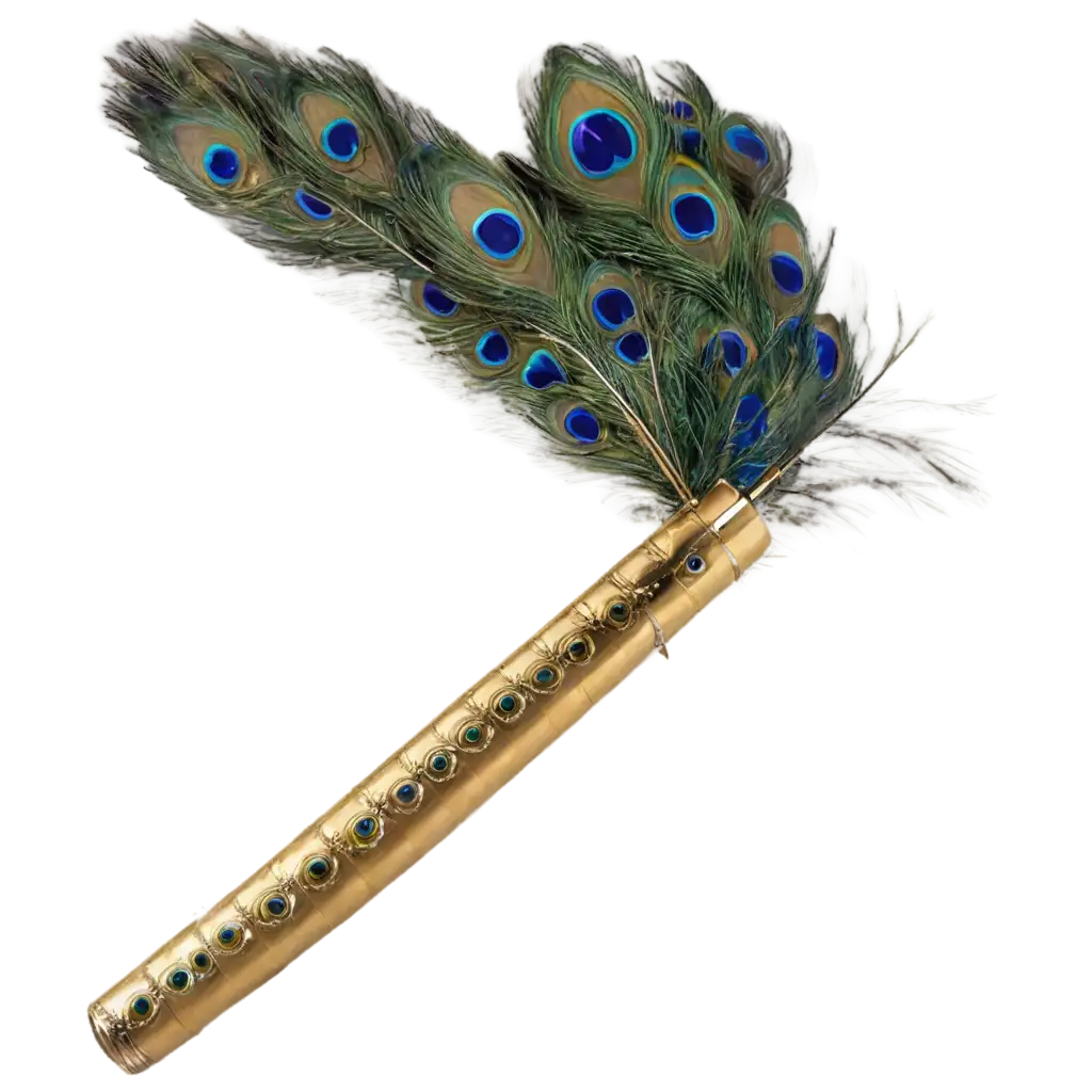 Vibrant-Peacock-Feathers-with-Flute-PNG-Image-Captivating-Artistry-in-HighQuality-Format