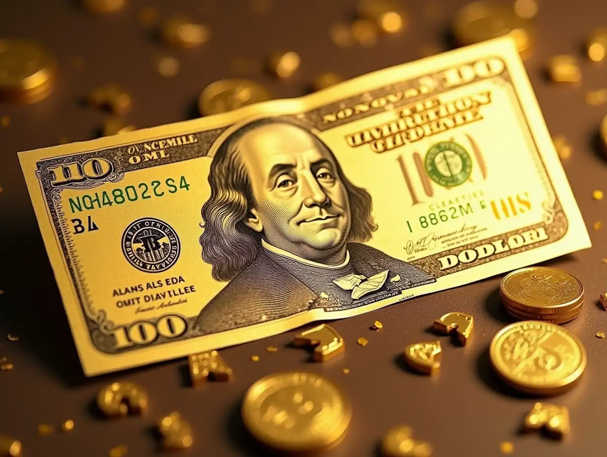 One million dollar banknote with a very creative design and golden gold and golden color