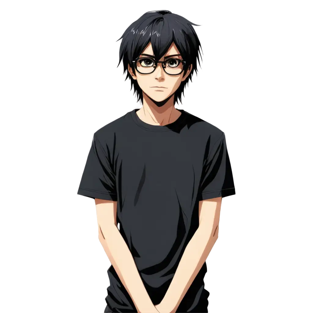 Emo-Anime-Boy-PNG-Image-HighQuality-Transparent-Artwork-of-GlassesWearing-Black-Tshirt-Character