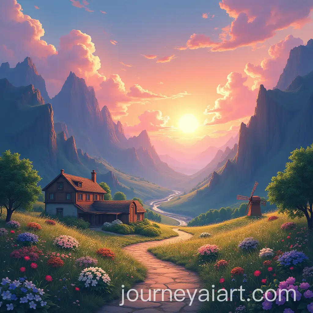 Serene-Studio-Ghibli-Style-Landscape-with-Mountains-and-Waterfalls