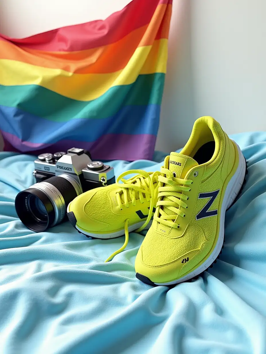 Still Life with Sneakers Camera and LGBT Rainbow Flag