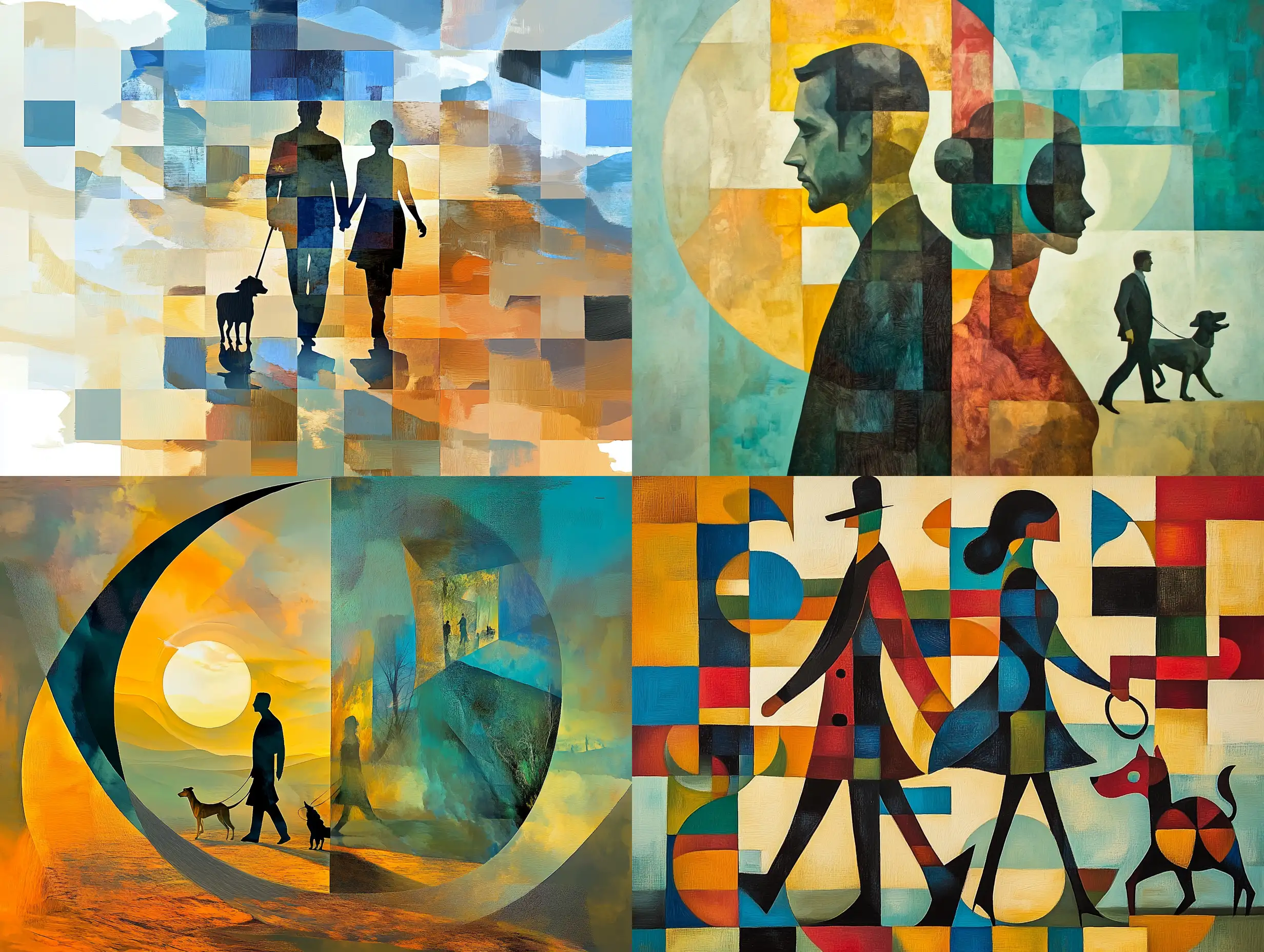 Abstract-Composition-of-a-Couple-Walking-Their-Dog-in-Dali-Style