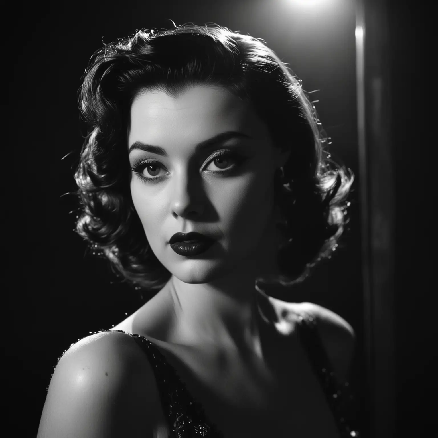 Film Noir Femme Fatale in Cinematic 1940s1950s Style