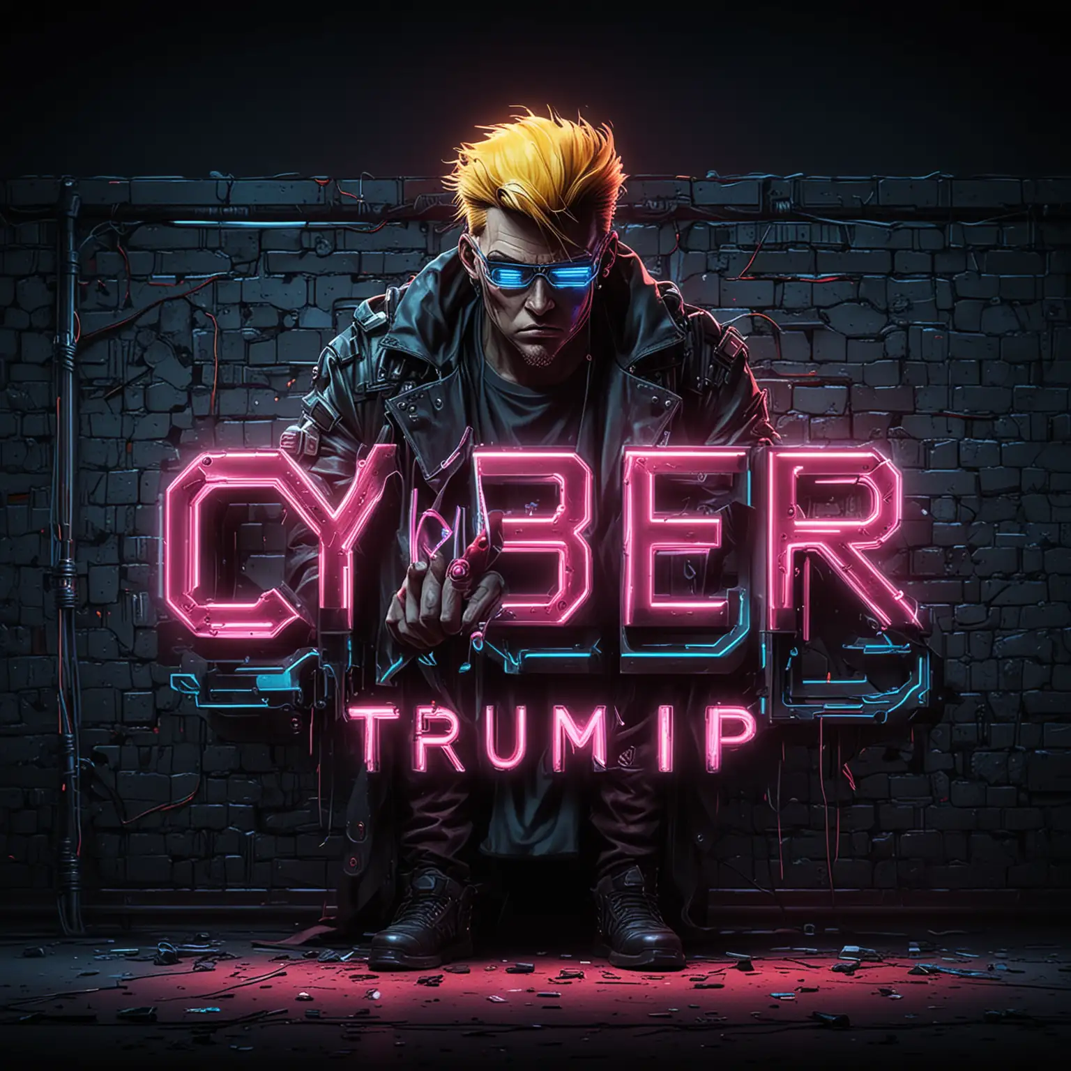 Neon-Cyberpunk-Inscription-CYBER-TRUMP-in-Futuristic-Style