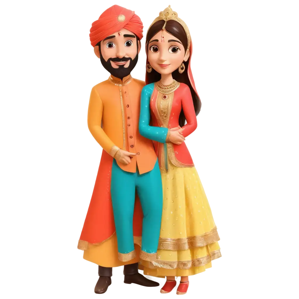 Dulha-Dulhan-and-Family-Cartoon-PNG-Image-for-Various-Applications