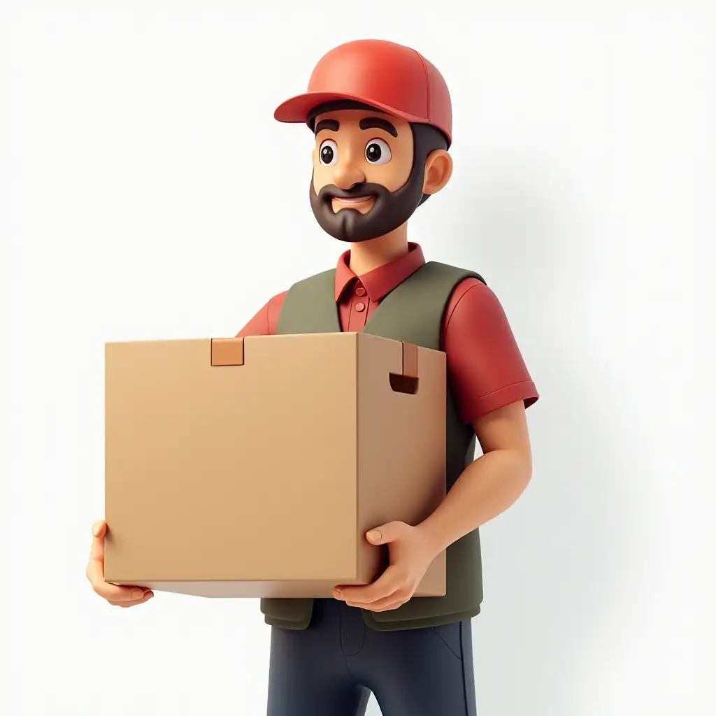 Realistic Delivery Man Carrying a Box